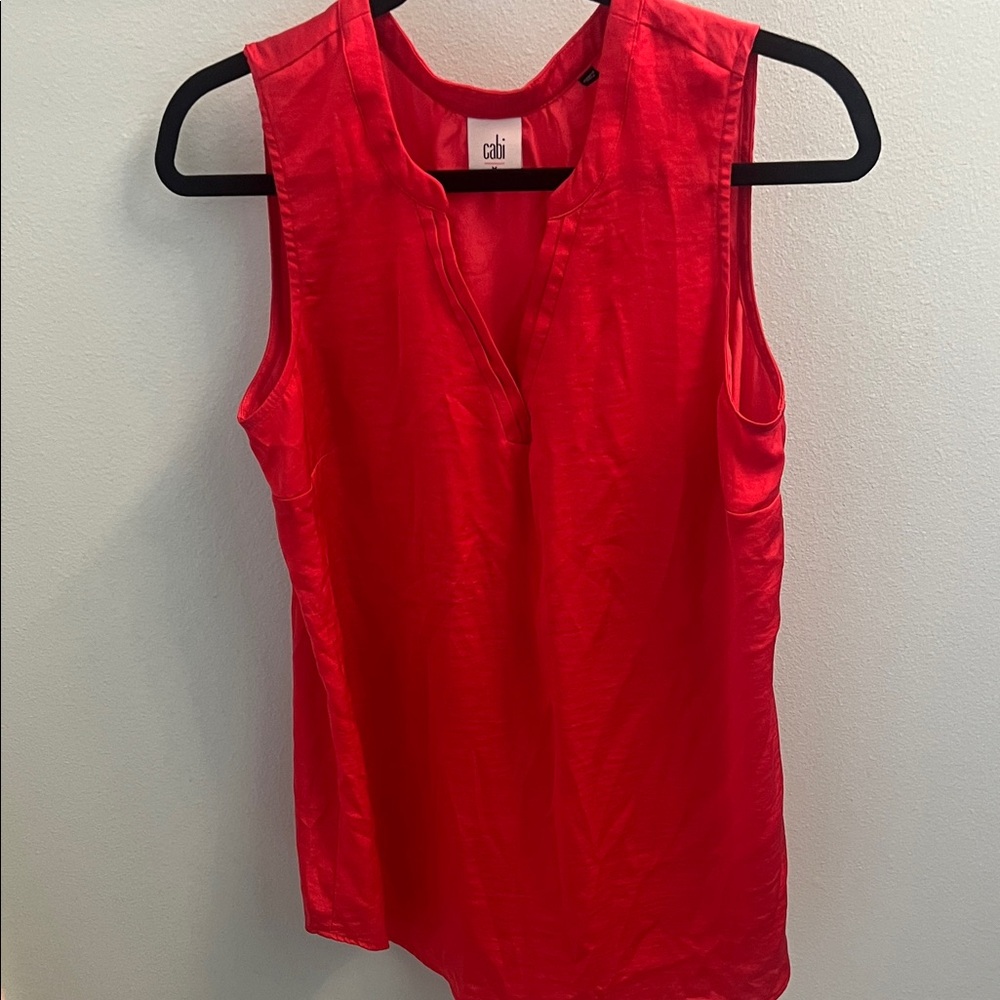CAbi Vibrant Rose Hibiscus Pink Sleeveless Blouse